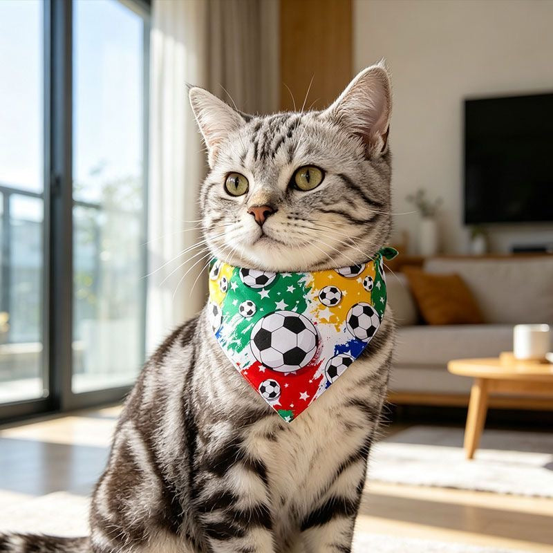 Pet Supplies World Cup Theme Football Pet Triangle Scarf Pet Saliva Scarf Simple Pet Accessories