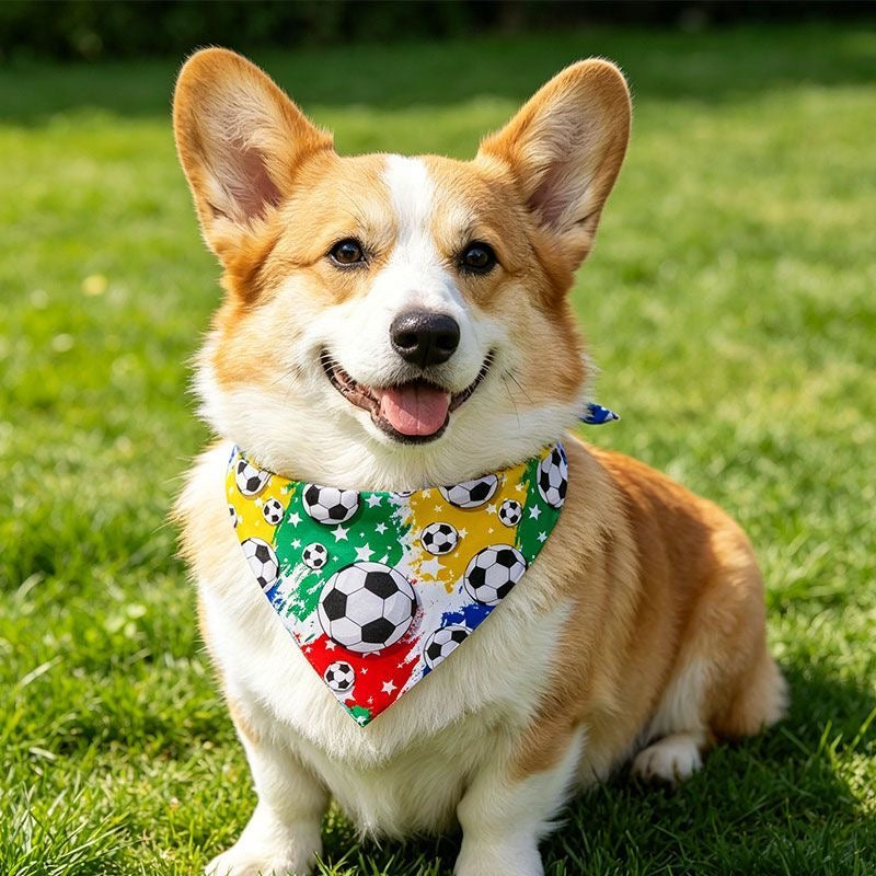Pet Supplies World Cup Theme Football Pet Triangle Scarf Pet Saliva Scarf Simple Pet Accessories