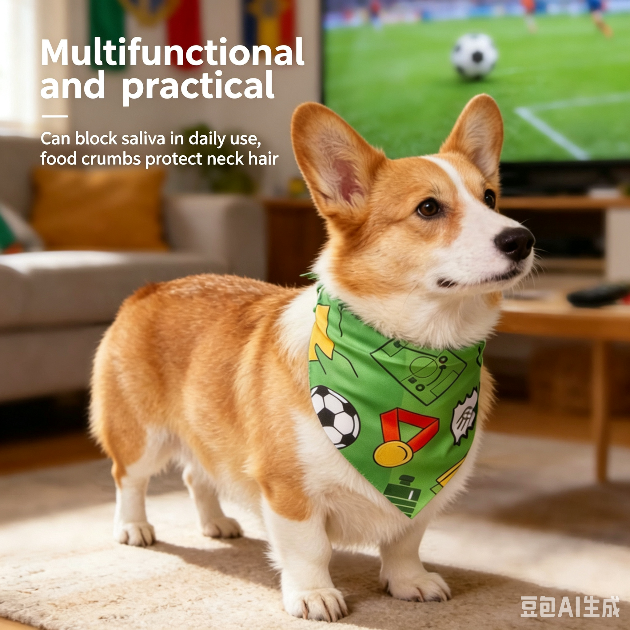 Pet Supplies World Cup Theme Football Pet Triangle Scarf Pet Saliva Scarf Simple Pet Accessories